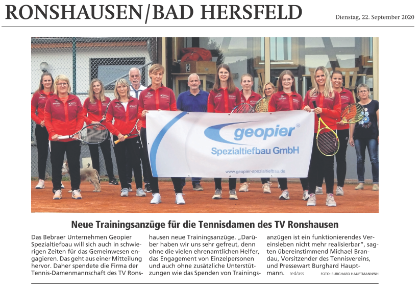HNA - Tennis Damenmannschaft TV Ronshausen - Geopier Meets